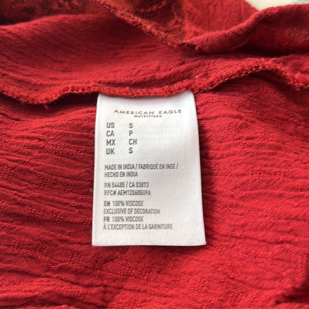 American Eagle Bohemian Style Top, Rust, Size S. - image 5